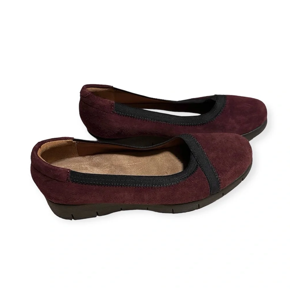 Clarks Burgundy Red Purple Suede Black Platform Comfort Shoe Artisan Women’s 7